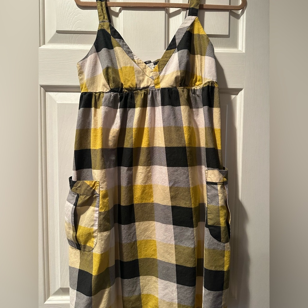 Silence + Noise Plaid Dress in Yellow and Black
